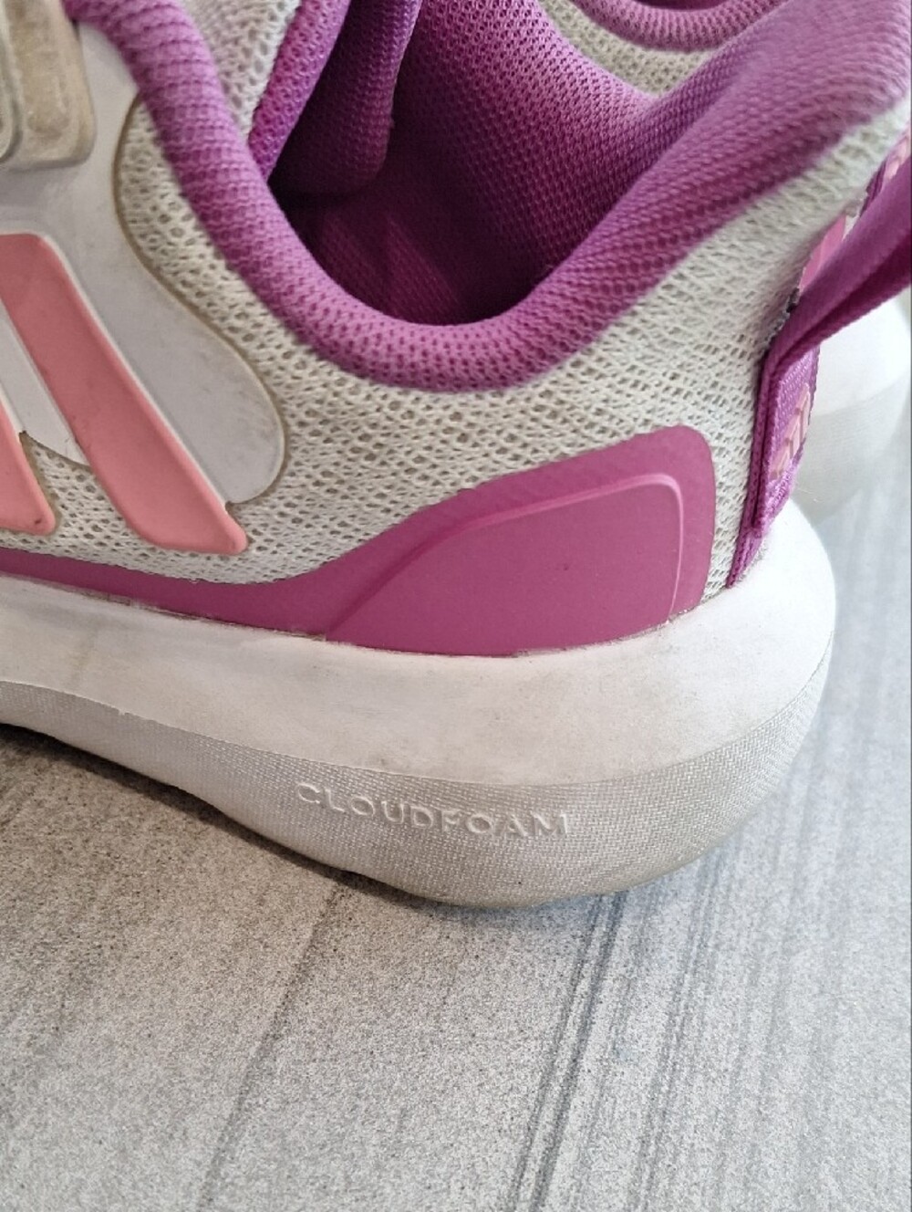 adidas White and Pink Kids Velcro Sneakers - Picture 4 of 9